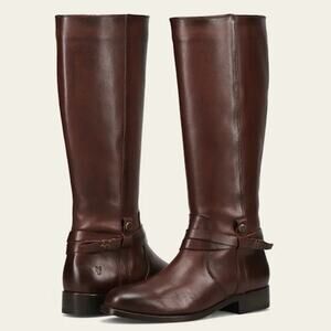 Frye Tall Riding Boots Women's Size 10M Flat Low Heel  Knee High Side Zip Brown